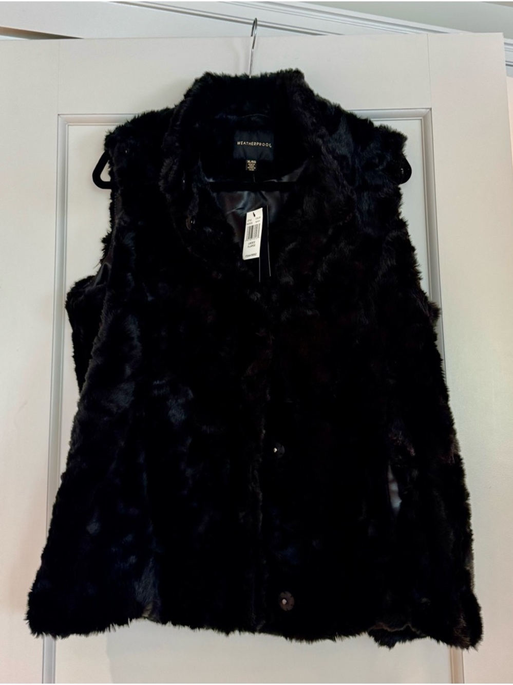 NWT Weatherproof Black Faux Fur Sleeveless Vest - XL